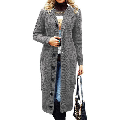 Damen Strickcardigan Groß Zopfmuster Baumwolle Beige