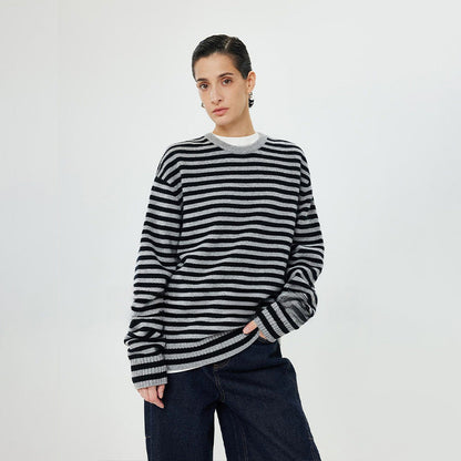 Damen Rollkragenpullover Streifenmuster Eveloria
