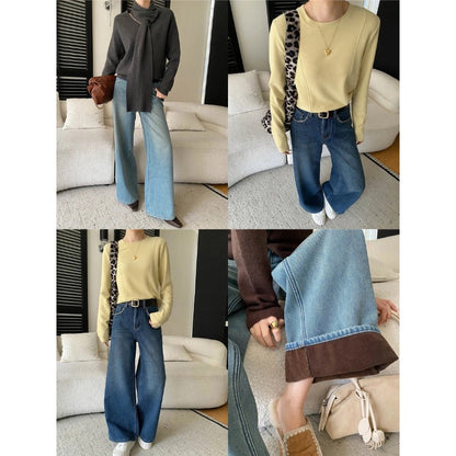Damen Pullover Gestrickt Dekorativer Schal Beige