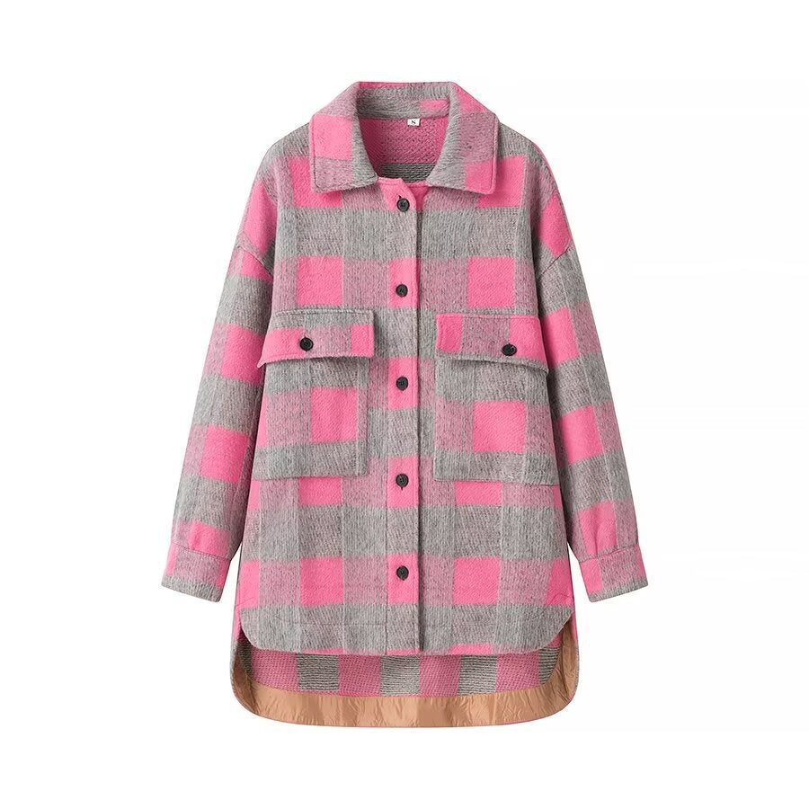 Damen Karojacke mit Taschen und Innenfutter Eveloria