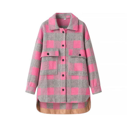 Damen Karojacke mit Taschen und Innenfutter Eveloria