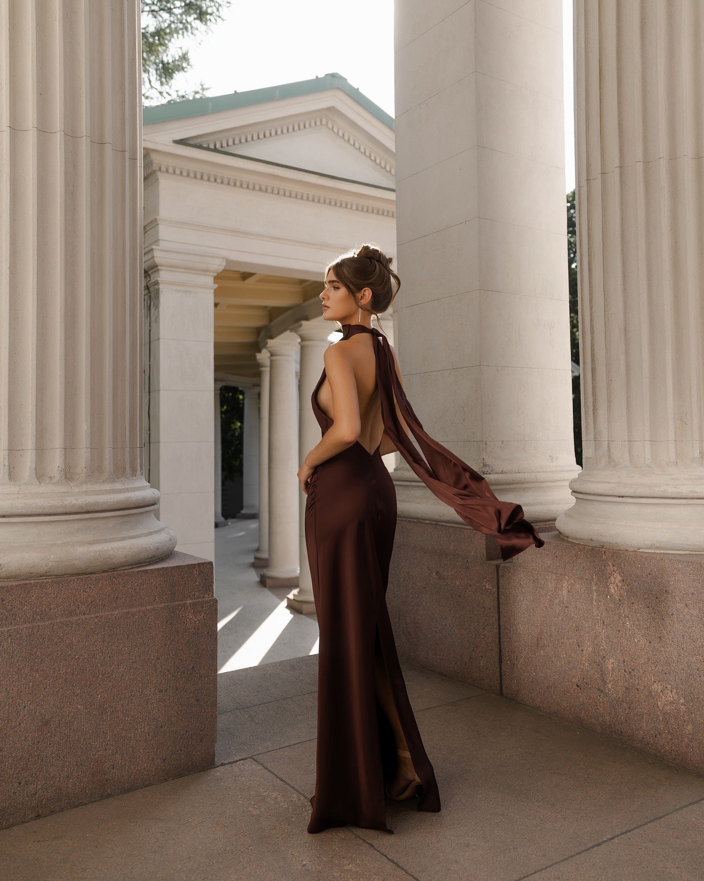 Damen Abendkleid Elegantem Rückenausschnitt Fließender Stoff