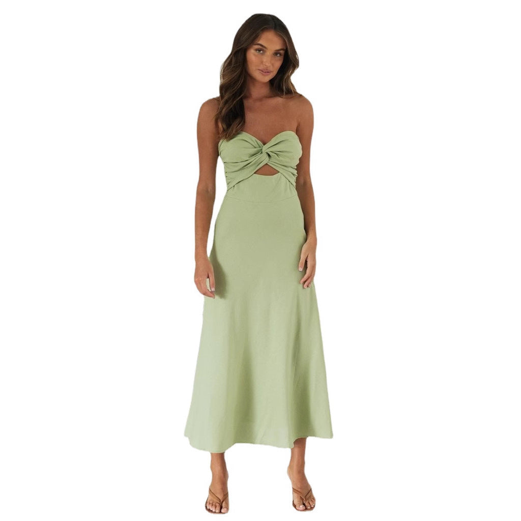 Damen Midikleid Slim Fit mit Knoten Detail