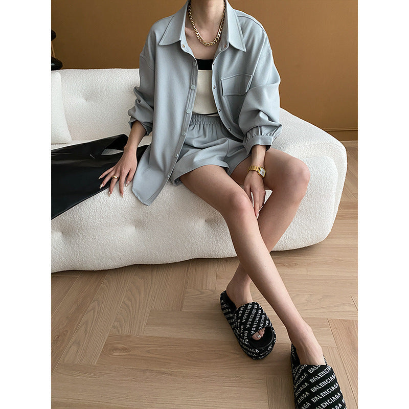 Damen Overshirt Einstellbarer Bund Praktische Taschen Beige Eveloria
