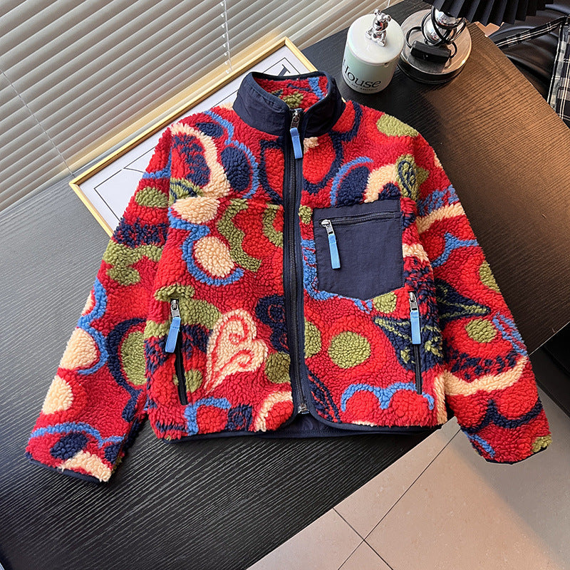 Damen Fleecejacke Farbenfroh Hoher Kragen Praktische Taschen Eveloria
