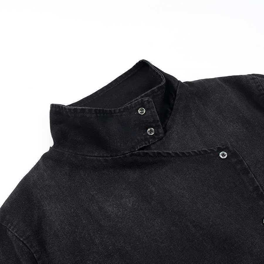 Damen Denimjacke Asymmetrischer Kragen Blau