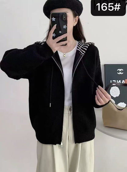 Damen Kapuzenjacke Querstreifen Eveloria