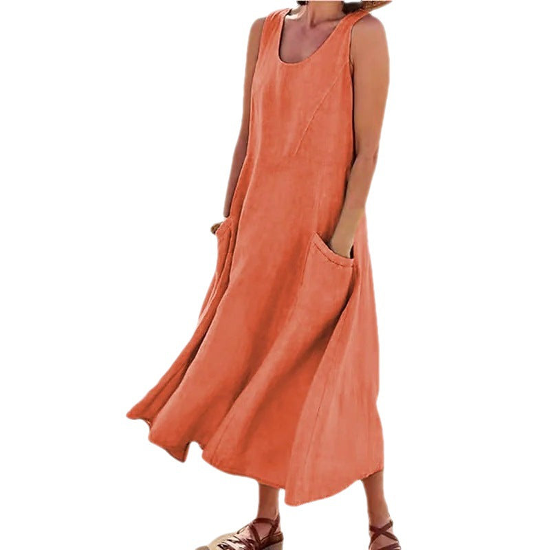 Damen Maxikleid Weite Silhouette Mit Taschen Eveloria