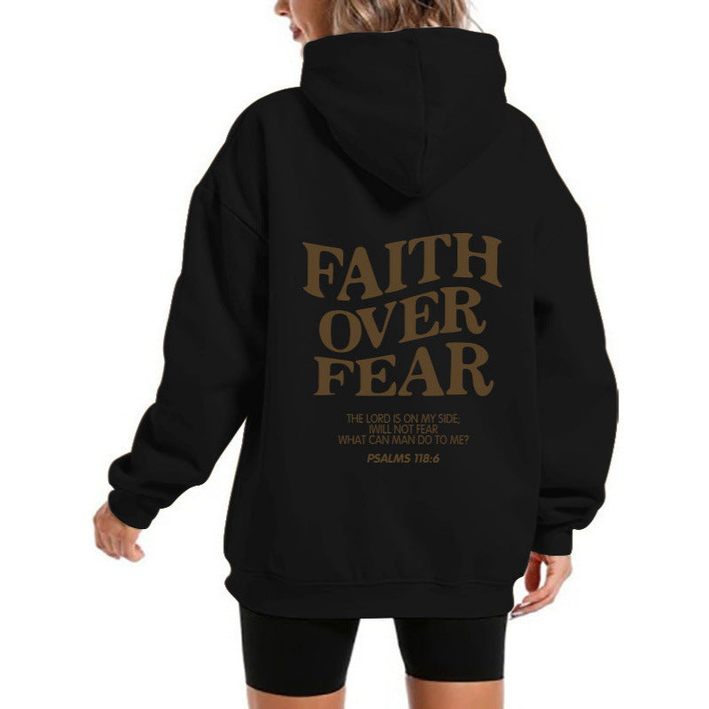 Damen Kapuzensweater Bequem Motivierender Schriftzug Grau
