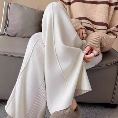 Damen Strickpants Weich Bund Rippstruktur Eveloria