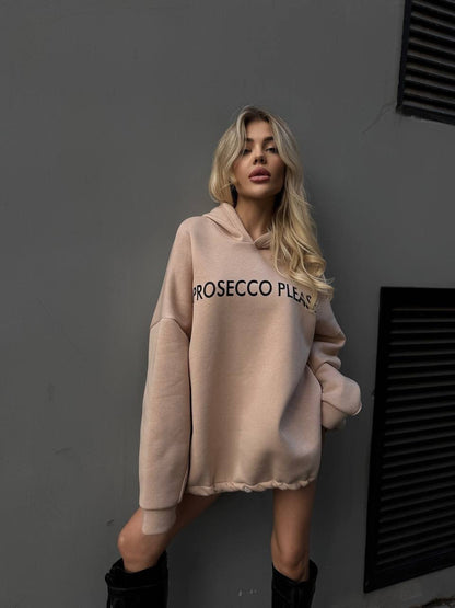 Damen Oversized Hoodie Lässig mit Kordelzug und Rippbündchen