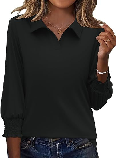 Damen Poloshirt Rüschendetails Elegantes Design Eveloria