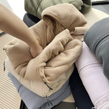 Damen Fleecejacke Kuscheliges Innenfutter Reißverschluss Taschen