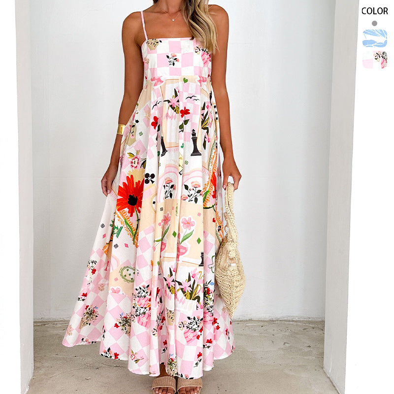 Damen Maxikleid mit Trägern Floralmuster Eveloria - Eveloria