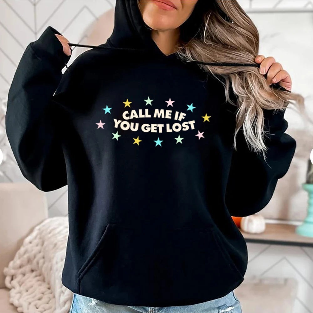 Damen Kapuzenpullover Kreativer Aufdruck Lässige Passform