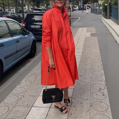 Damen A-Linie Hemdkleid mit Taschen Lässig Eveloria