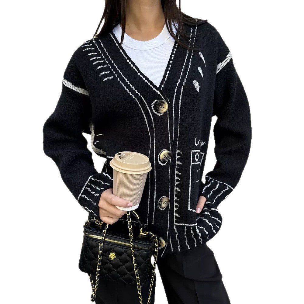 Damen Strickjacke Grafisches Muster Eveloria