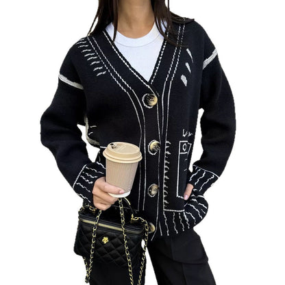 Damen Strickjacke Grafisches Muster Eveloria