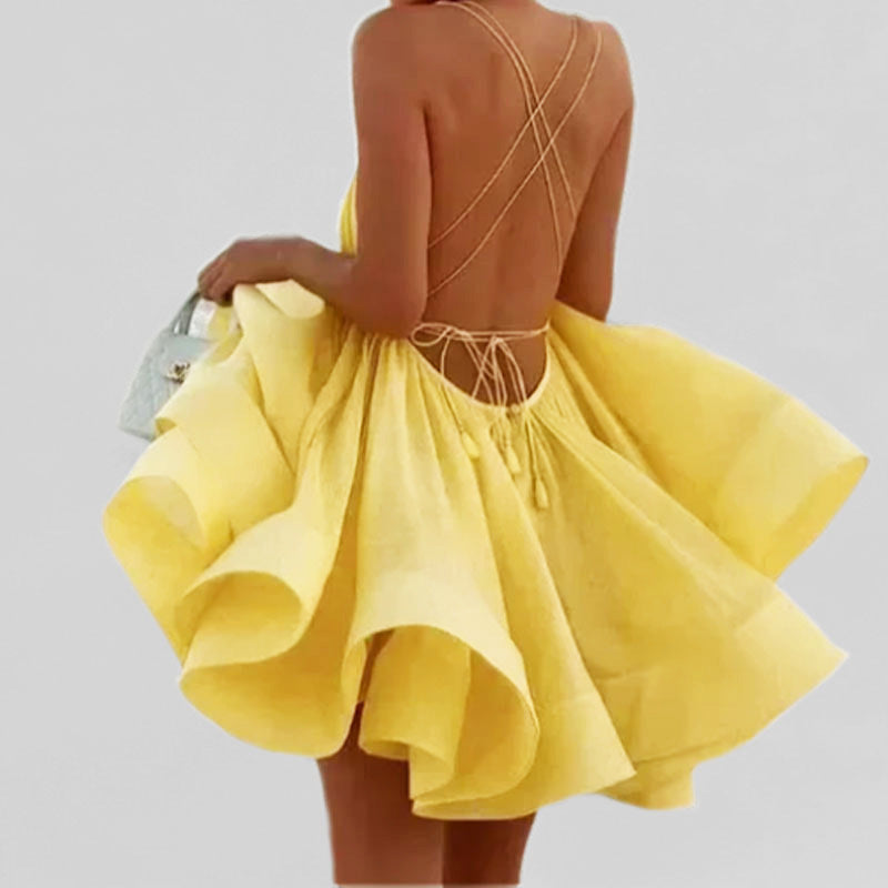 Damen Freizeitkleid V-Ausschnitt Schwingrock Sommerlich Eveloria