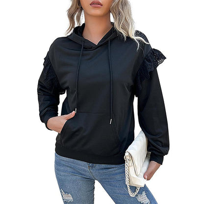 Damen Kapuzenpullover Rüschendetails Elegantes Design