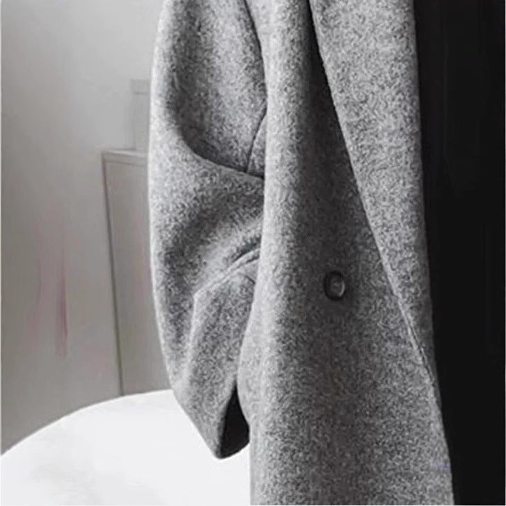 Damen Wollmantel Oversized Doppelter Knopfleiste Elegant
