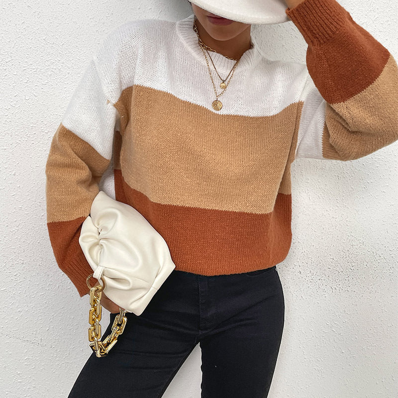 Damen Pullover Farbblockdesign Eveloria