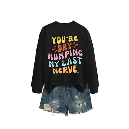 Damen Sweatshirt Lässiger Schnitt Comic-Slogan Grau Eveloria