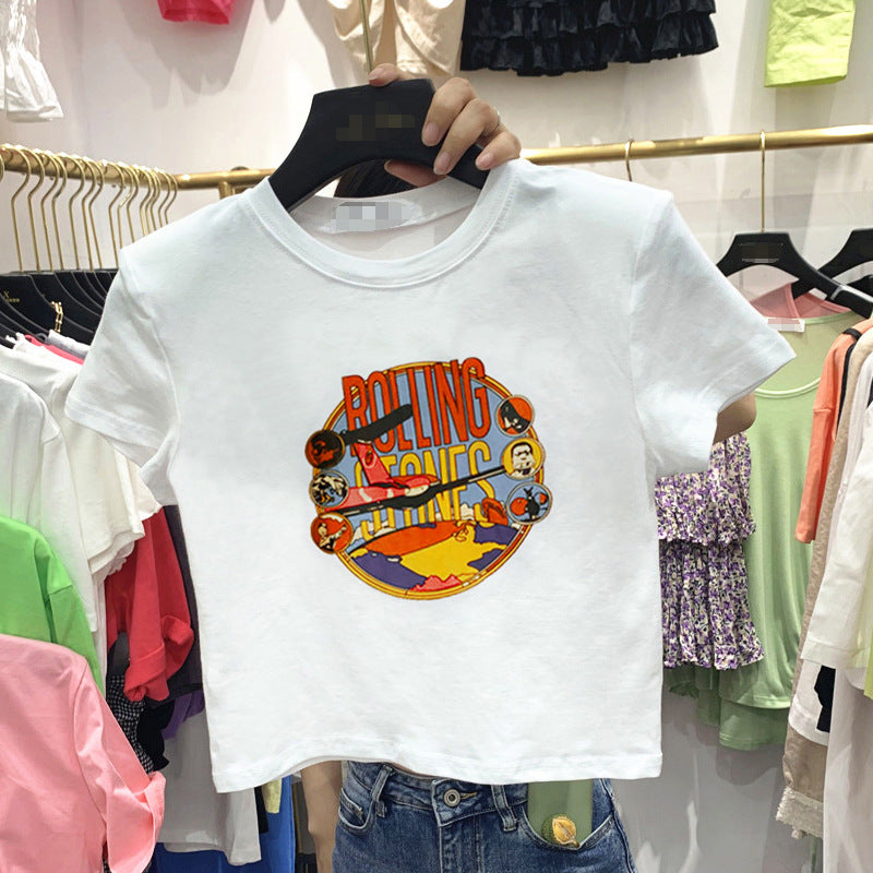 Damen T-Shirt Kurzärmelig Printdesign Locker