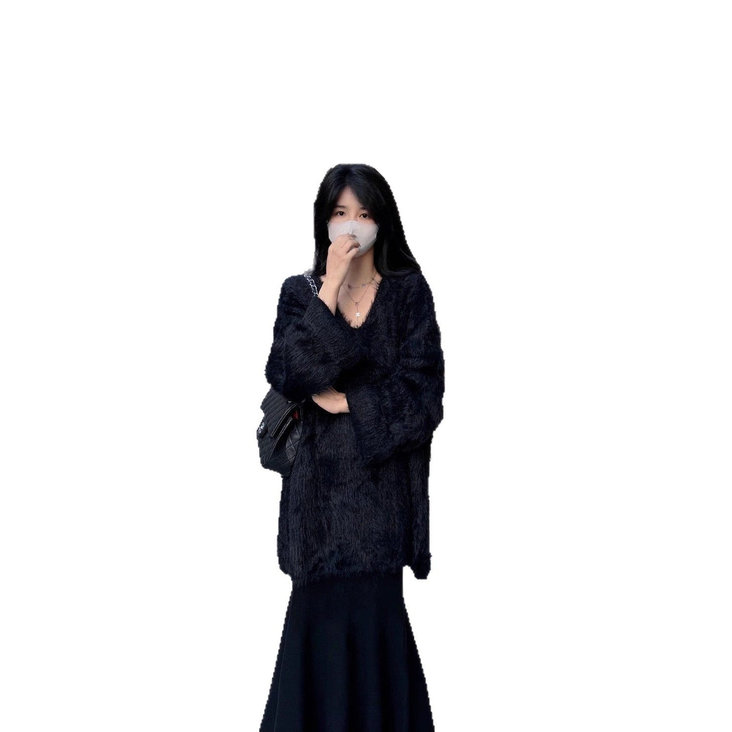 Damen Strickjacke Flauschig Modisch Eveloria