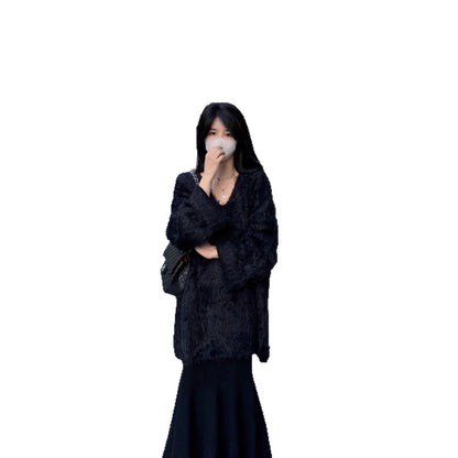 Damen Strickjacke Flauschig Modisch Eveloria
