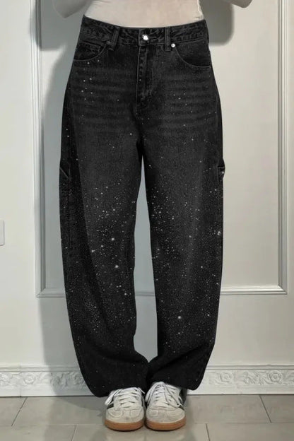 Damen Glitzer-Jeans Baggy-Style Eveloria