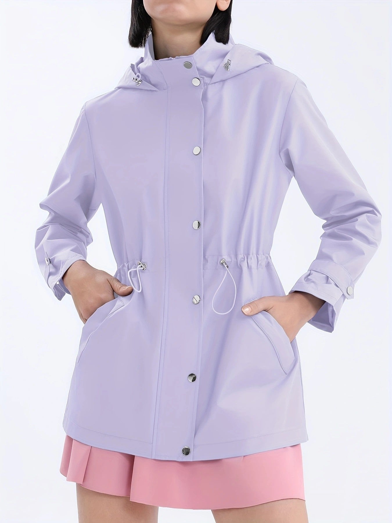 Damen Übergangsjacke Verstellbarer Taillenzug Praktische Taschen