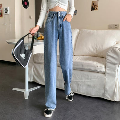 Damen Weite Jeans Lässiger Schnitt Eveloria