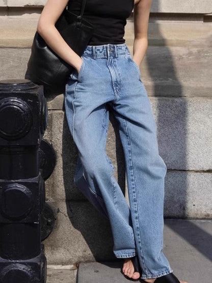 Damen Hochgeschnittene Mom Jeans Eveloria
