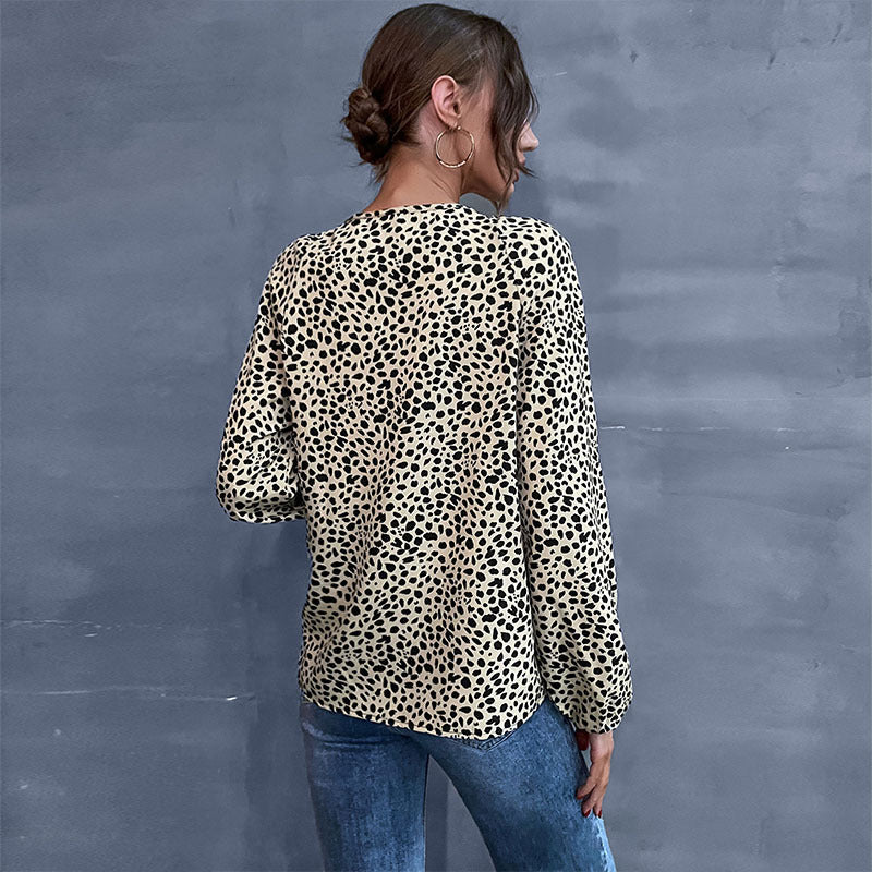 Damen Bluse Rüschendetails Animalmuster Eveloria