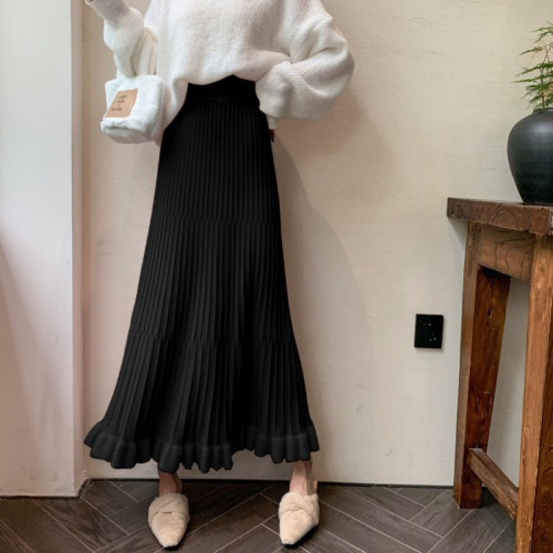 Damen Midirock Plissee Voluminöser Saum Elastisch Eveloria