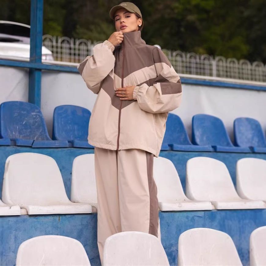 Eveloria Damen Windbreaker Anzug Hochgeschlossener Kragen Trendfarben