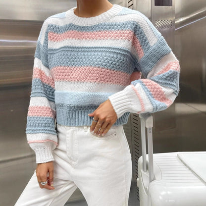 Damen Pullover Streifenmuster Lässiger Schnitt Eveloria
