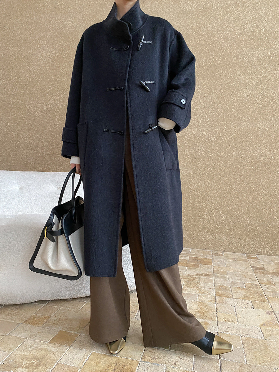 Damen Duffle-Coat Lang Weiches Material Eveloria