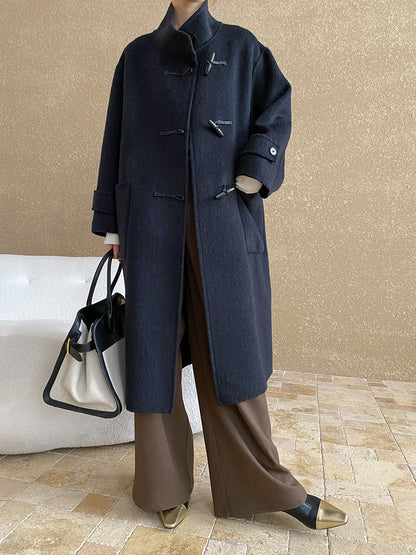 Damen Duffle-Coat Lang Weiches Material Eveloria