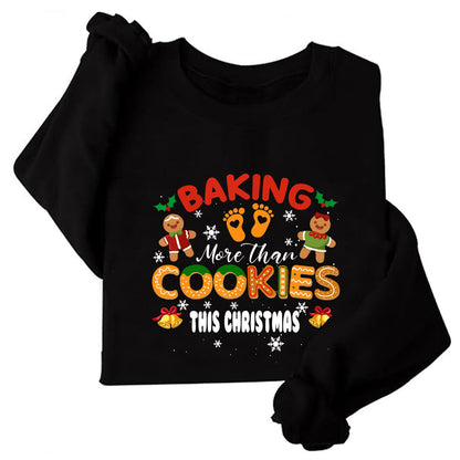 Damen Sweatshirt Weiches Fleece Weihnachtsdruck Grün