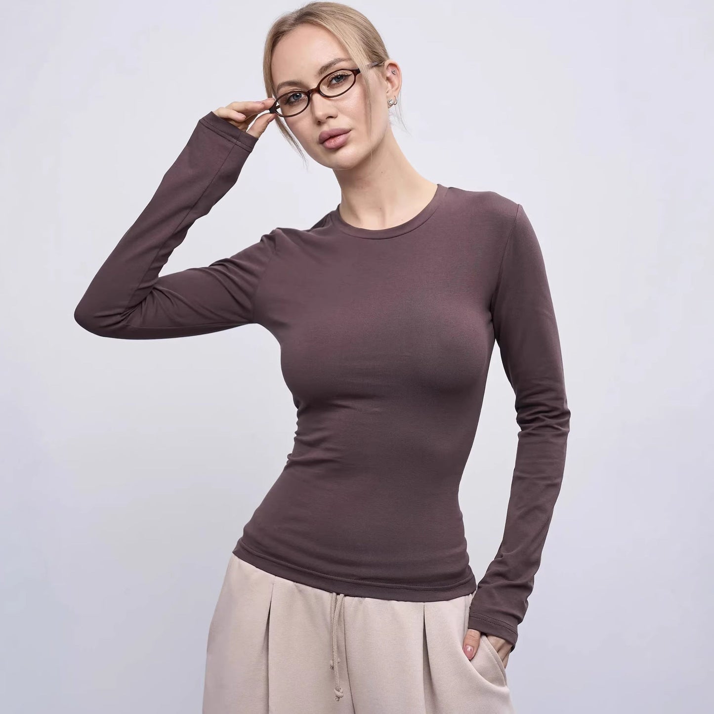 Damen Langarmshirt Figurbetont Weich Eveloria - Eveloria