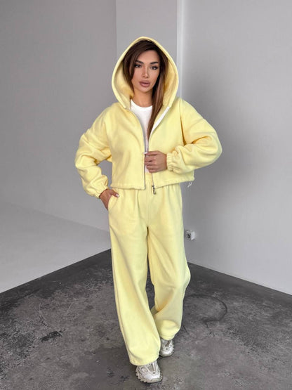 Damen Fleece-Jogginganzug Oversized mit Kapuze Eveloria