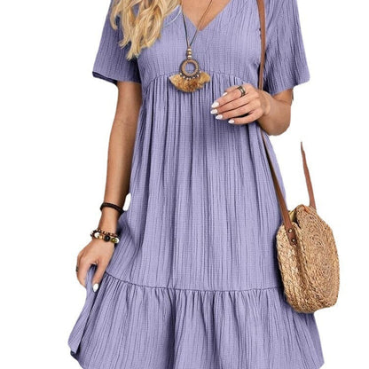 Damen Viskose-Kleid Lässig Raffungen Weites Design