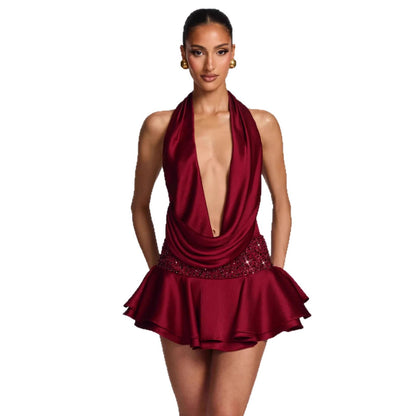 Damen Wickelkleid V-Ausschnitt Schwingrock Eveloria