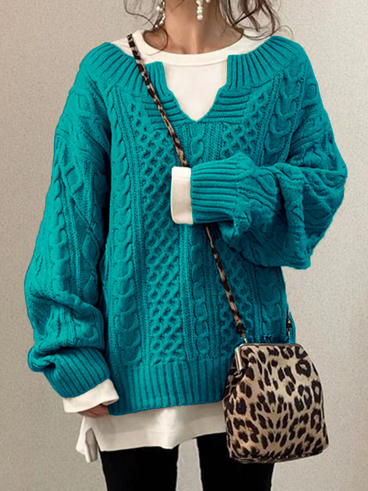 Damen Strickpullover V-Ausschnitt Weiches Material Eveloria