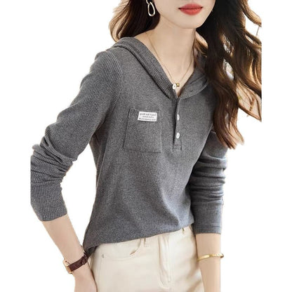 Damen Hoodie mit Knopfleiste und Brusttasche Eveloria