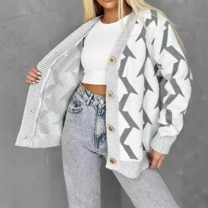 Damen Strickjacke Modernes Blitzenmuster Eveloria