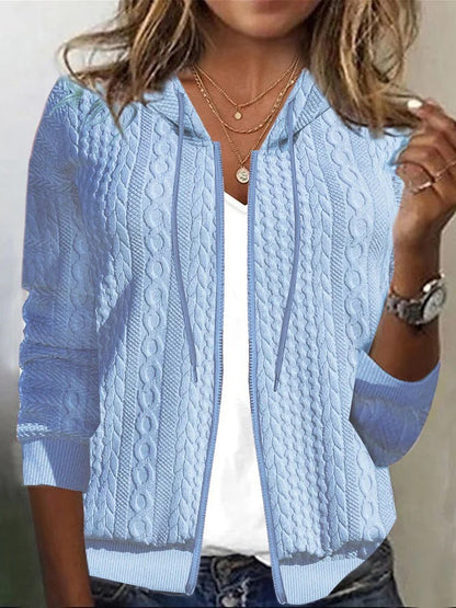 Damen Strickjacke Zopfmuster Kapuze Eveloria