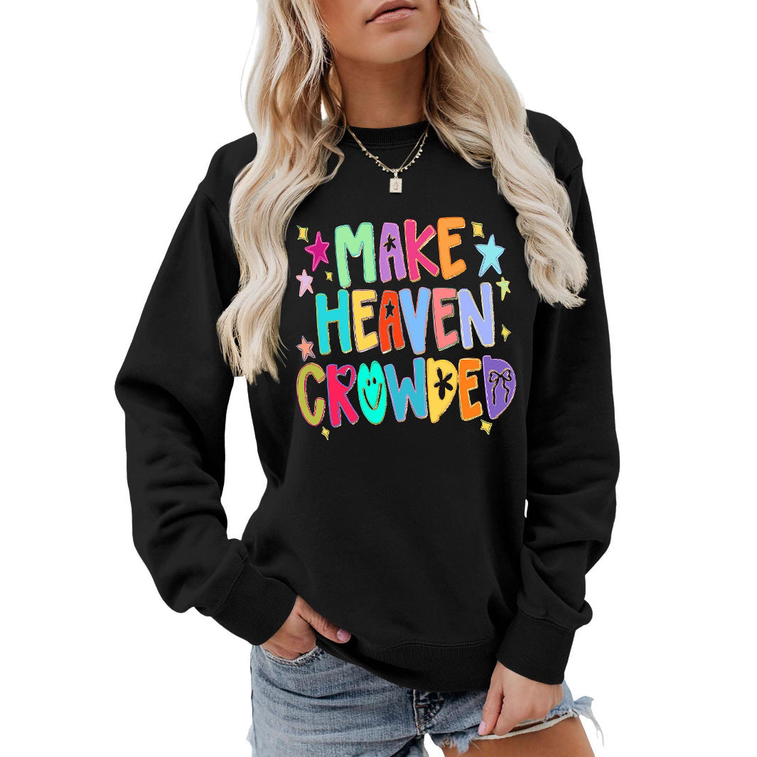 Damen Sweatshirt Bunt Motiv Verspielter Schriftzug